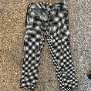 LOFT Black and White Checkered Ankle Pants